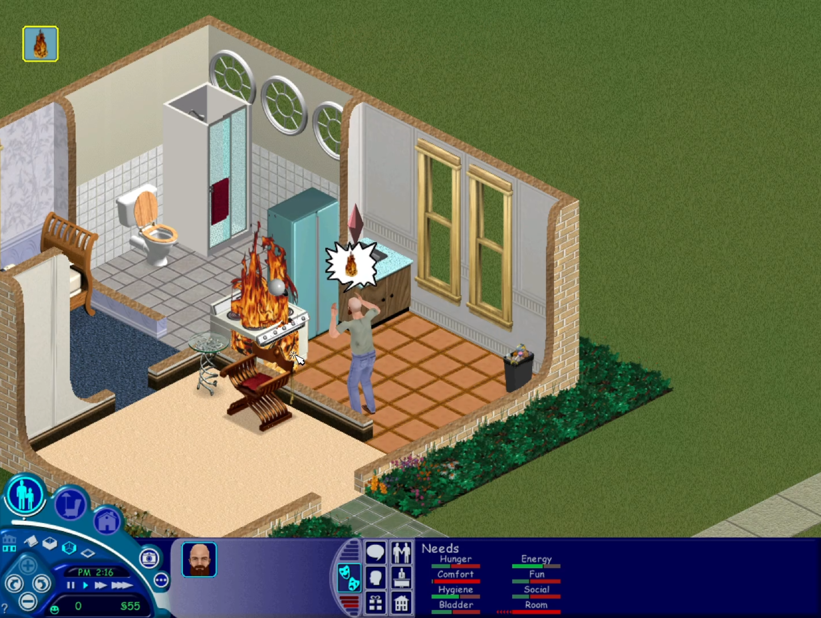 Kitchen fire and Bob panic