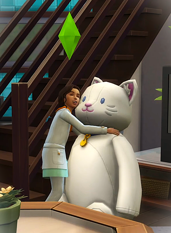 My sims Shana - hugging a stuffed bear Sims 4
