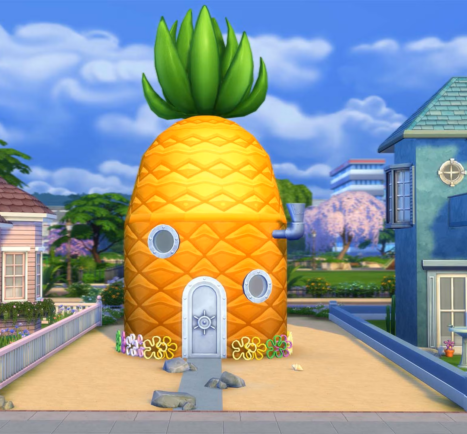 Sims in SpongeBob themed build