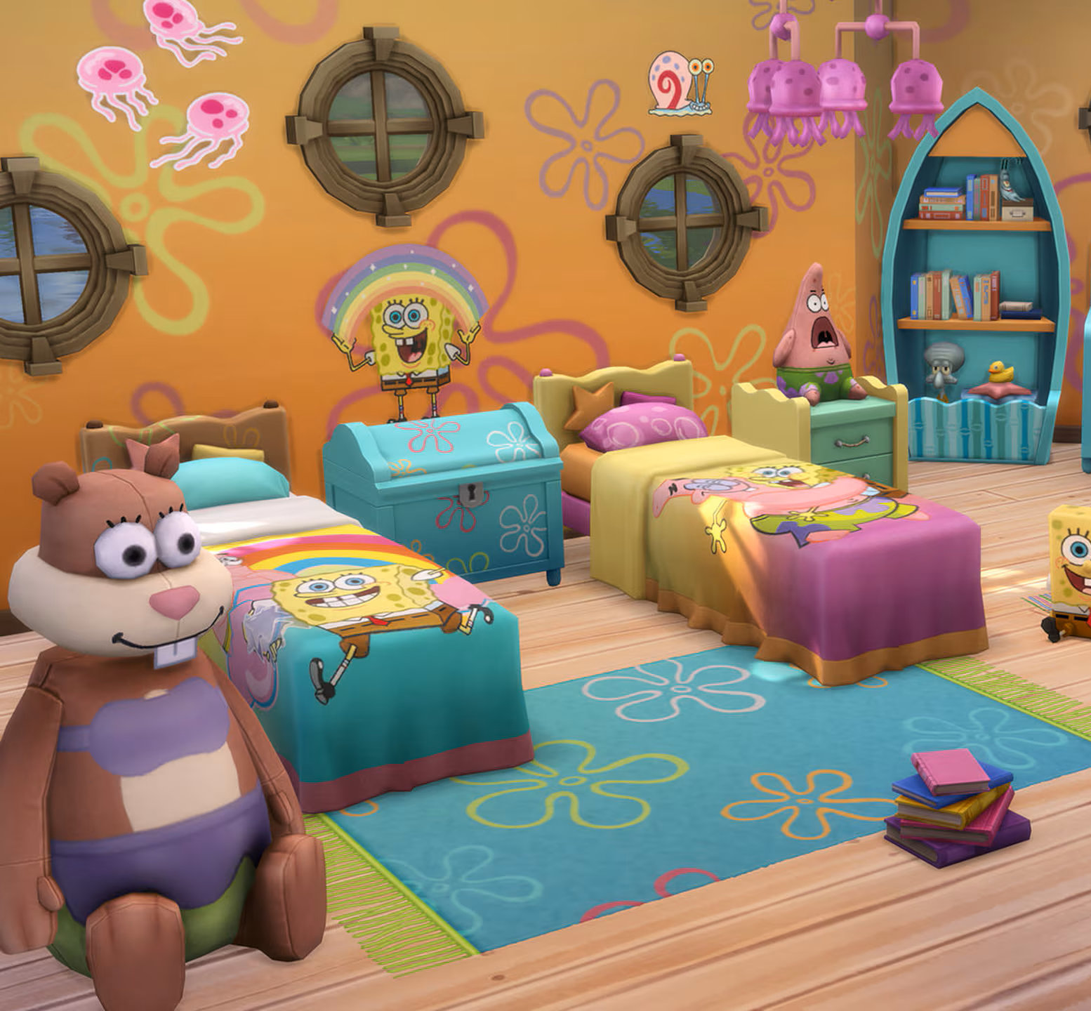 SpongeBob style living room in The Sims 4